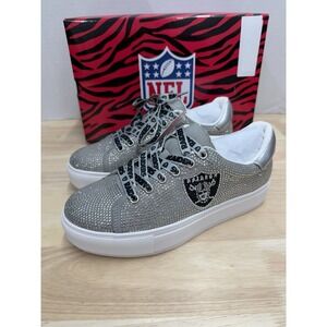 Las Vegas Oakland Raiders Women's 8 Cuce Crystal Sparkle Sneakers Shoes - New